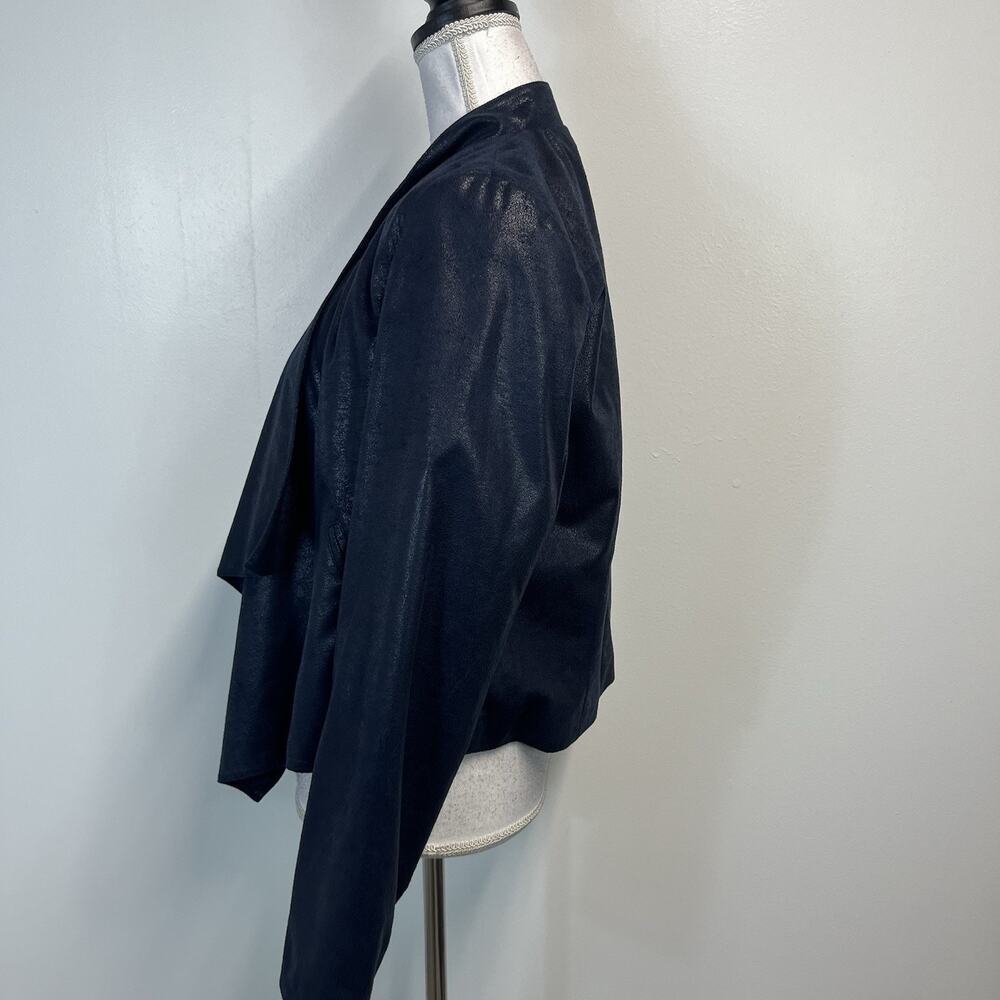 INC International Concepts Faux Leather Waterfall Blazer Women's Large Blue Navy - Picture 7 of 9